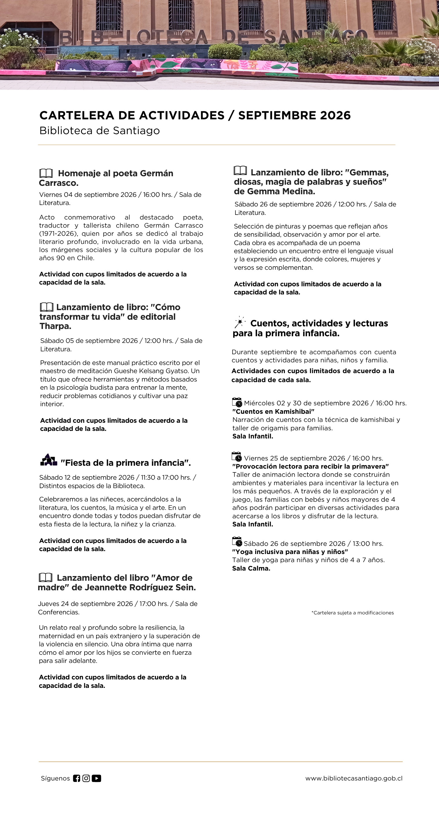 Cartelera Septiembre 2026